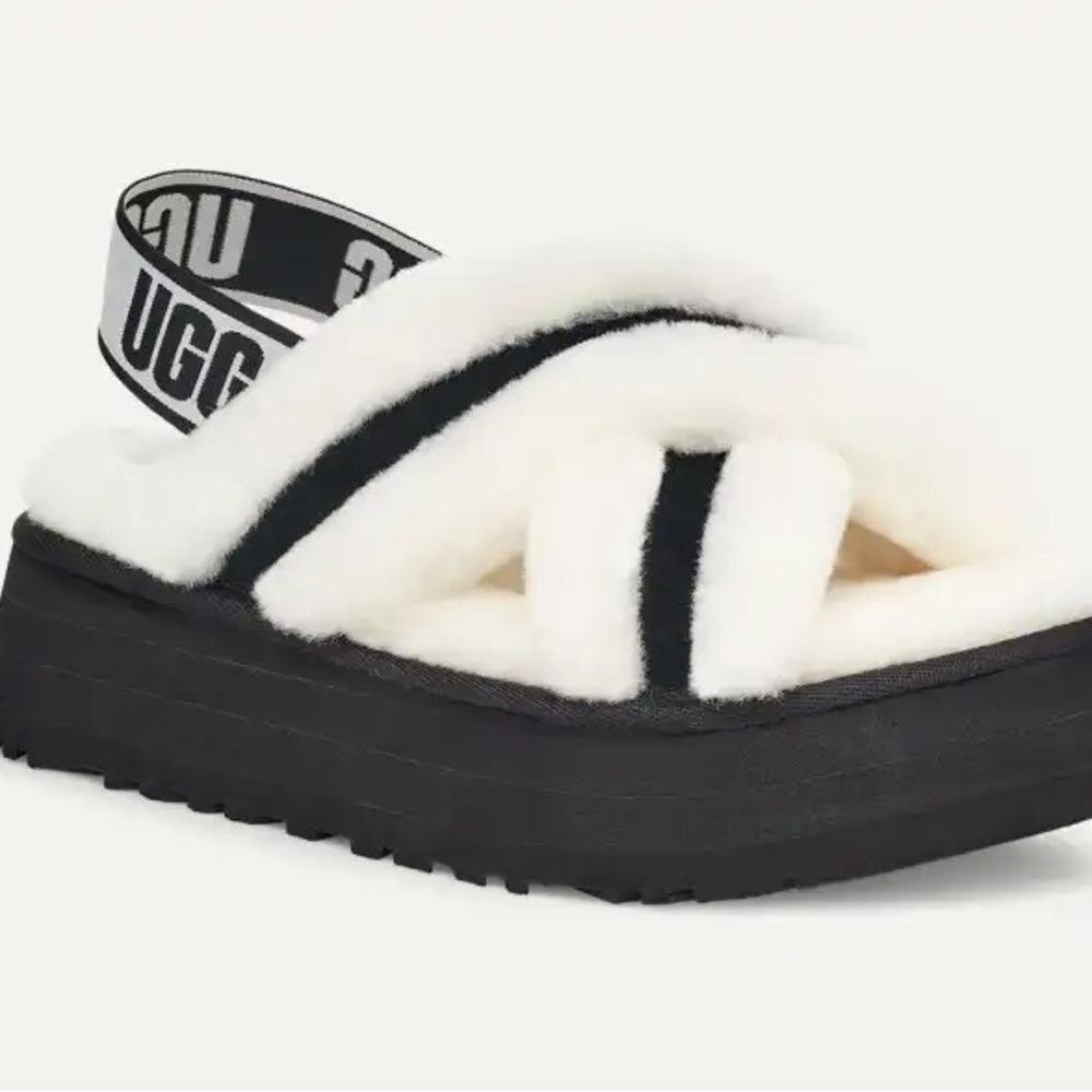 NWOT❗️UGGs White and Black Disco Cross Slide